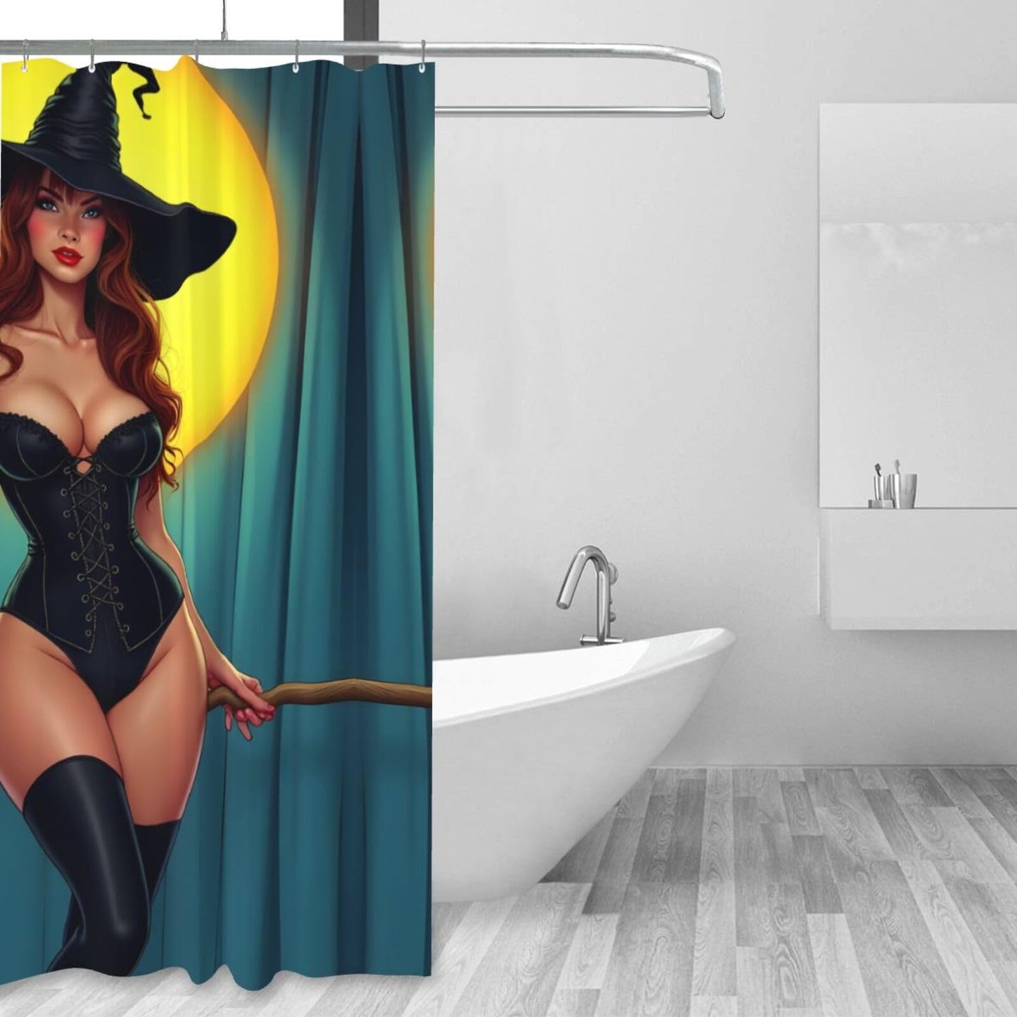 HEILIVIO Shower Curtain Witch Moon Waterproof Fabric Stylish Durable Bathroom Decor,Quick-Dry,60x72inches,Includes Hooks