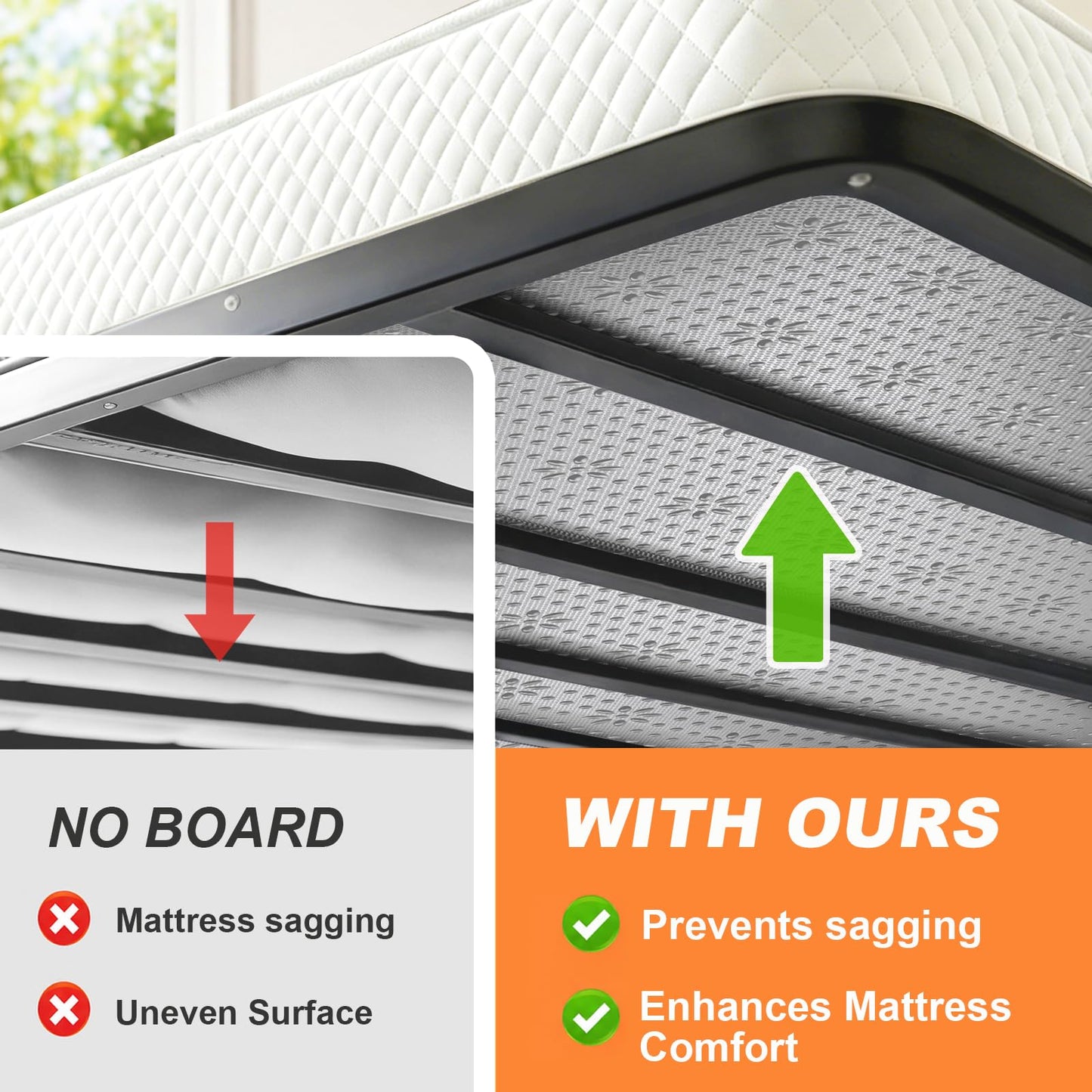 LAVEVE Heavy Duty 10mm Bunkie Board King Size 76'' x 80'', Breathable Bed Support Board to Prevent Sagging Mattress, with Anti-Slip Dots, Fits Metal Bed Frames, Slatted Frames, and Sofa Beds