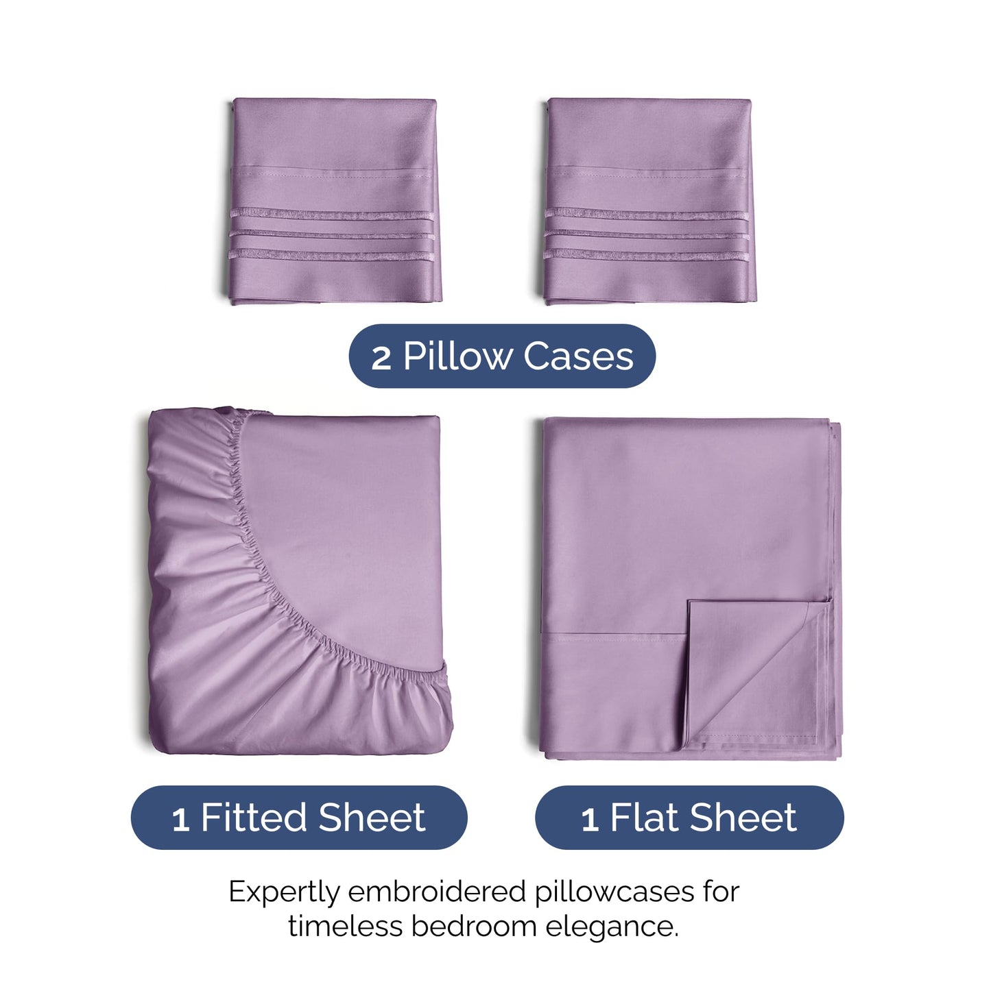 Queen Size 4 Piece Sheet Set - Ultra Soft & Cooling Bed Sheets - Fits 8 Inch to 16 inch Mattress - Wrinkle & Fade Free with Deep Pockets - Easy-Fit, Breathable & Comfy - Hotel Luxury Bedding - Lilac