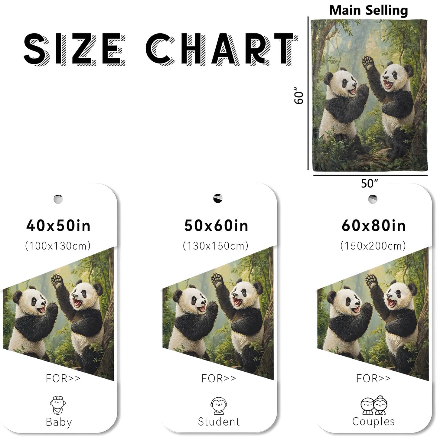 wyxdwh Playful Panda Blanket, Cozy Flannel Cute Jungle Pandas Throw Blanket for Couch Outdoor, Plush Soft Lightweight Travel Blankets for Bed Decor and Gifts, for Women Kids Adults 50"x60"