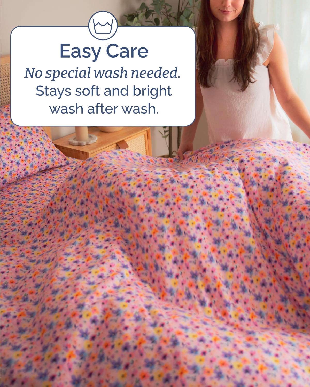 Floral Sheets - Pink Flower Bed Sheet Set - 1 Flat, 1 Fitted & 2 Pillowcases w/ Deep Pockets - Comfy, Cozy, Wrinkle & Fade Free - Boho Botanical Bedding - Soft, Breathable and Cooling - King Size Set