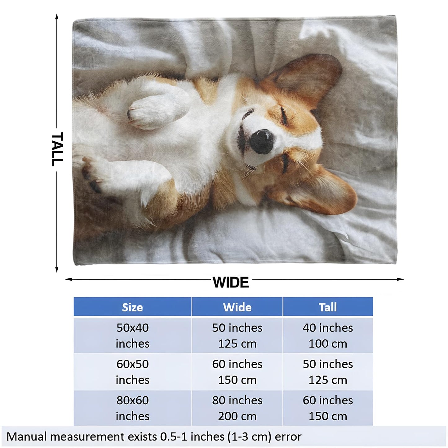 Corgi Dog Throw Blanket for Girls Boys Kids Adults, 50x60 in, Cozy Flannel Blanket for Bedroom, Camping, Couch, Room Decor, Fuzzy Warm Soft Gifts