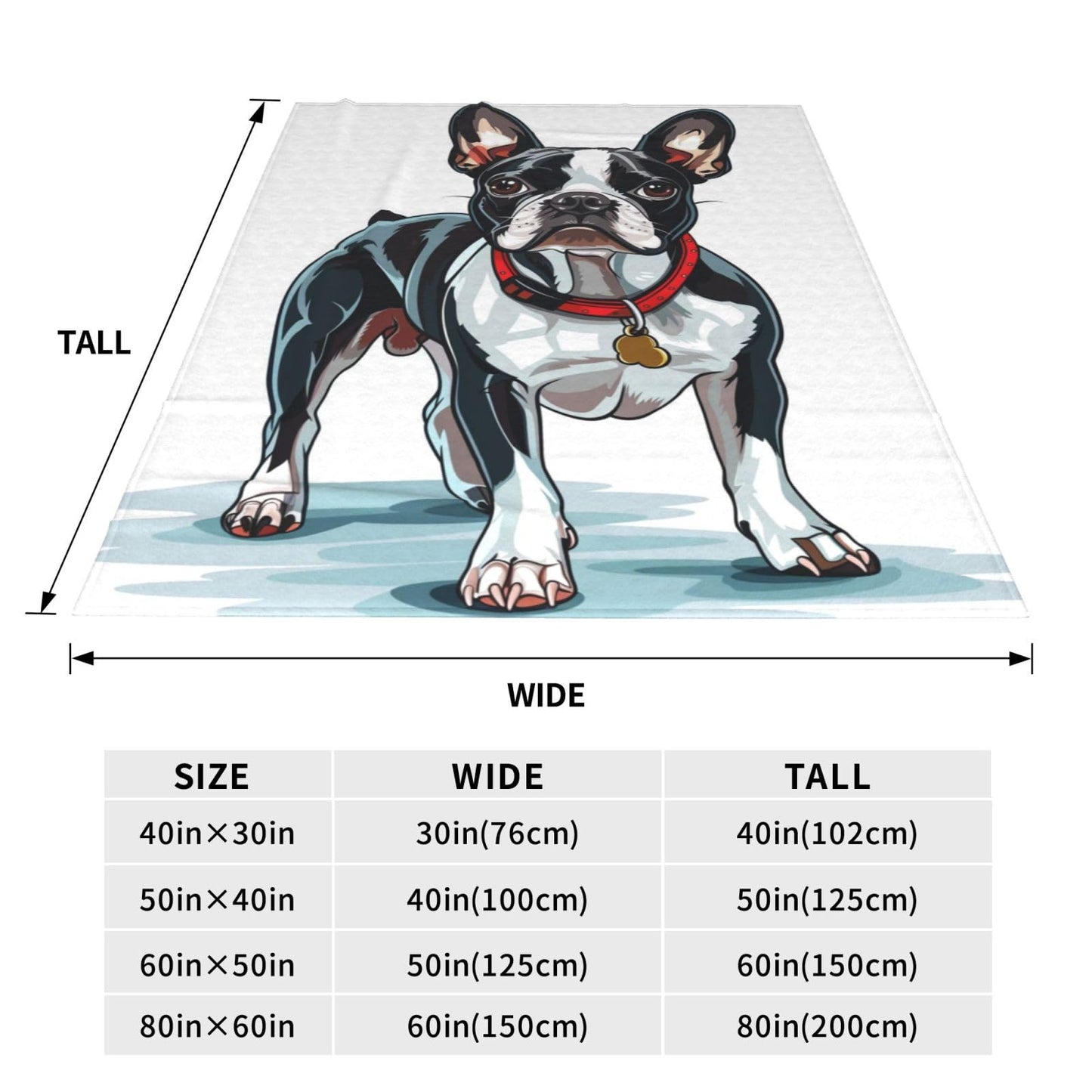 TZJCCMAY Boston Terrier Blanket for Kids Women Adults, Cute Dog Lover Throw Blankets, Soft Lightweight Fleece for Bed Sofa Home Living Room Decor, Birthday Gifts, 50x60in
