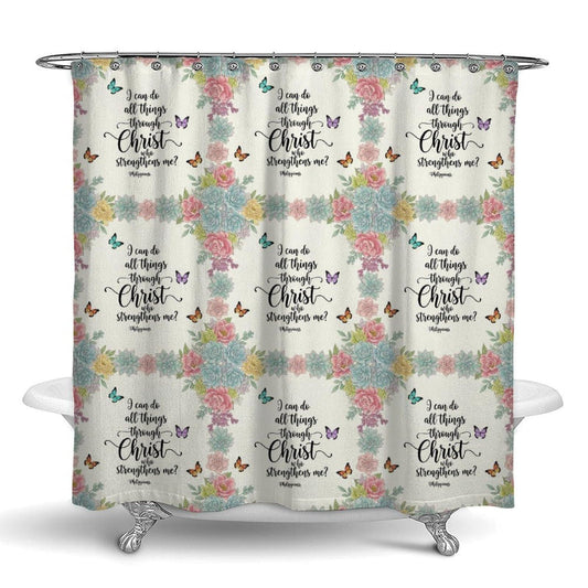 Meaudiwes Classic Shower Curtain Set Bathroom Decoration with Curtain Hooks Christian Religious Bible Verse Scripture Prayer, 72"x 70"