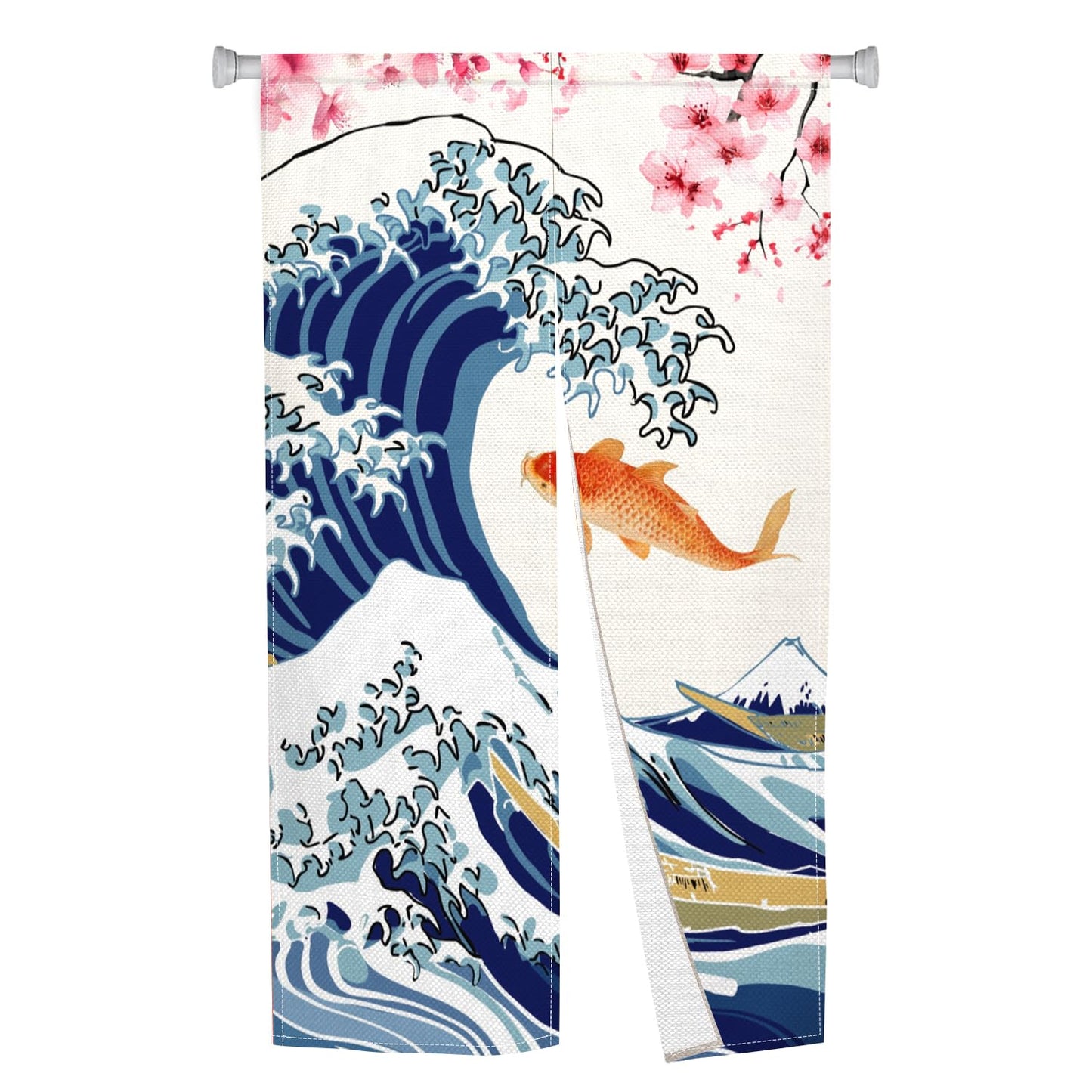 Leowefowa Japanese Traditional Noren Doorway Curtain Long Style Kio Fish Window Treatment Blossom Japanese Noren Curtain for Doorway Tapestry Room Privacy Divider Kitchen Home Decor, 33.5"x 70.9"