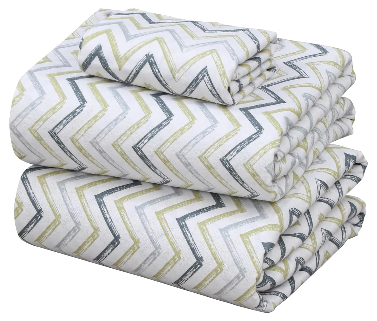 ZOYER Flannel Sheets Twin XL Size - 100% Cotton Double Brushed Twin XL Sheet Sets, Deep Pockets 16 Inches, All Seasons Breathable & Extra Soft Bed Sheets, Warm & Cozy, 3 Piece, Zig & Zag