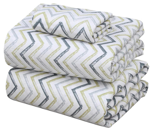 ZOYER Flannel Sheets Twin XL Size - 100% Cotton Double Brushed Twin XL Sheet Sets, Deep Pockets 16 Inches, All Seasons Breathable & Extra Soft Bed Sheets, Warm & Cozy, 3 Piece, Zig & Zag