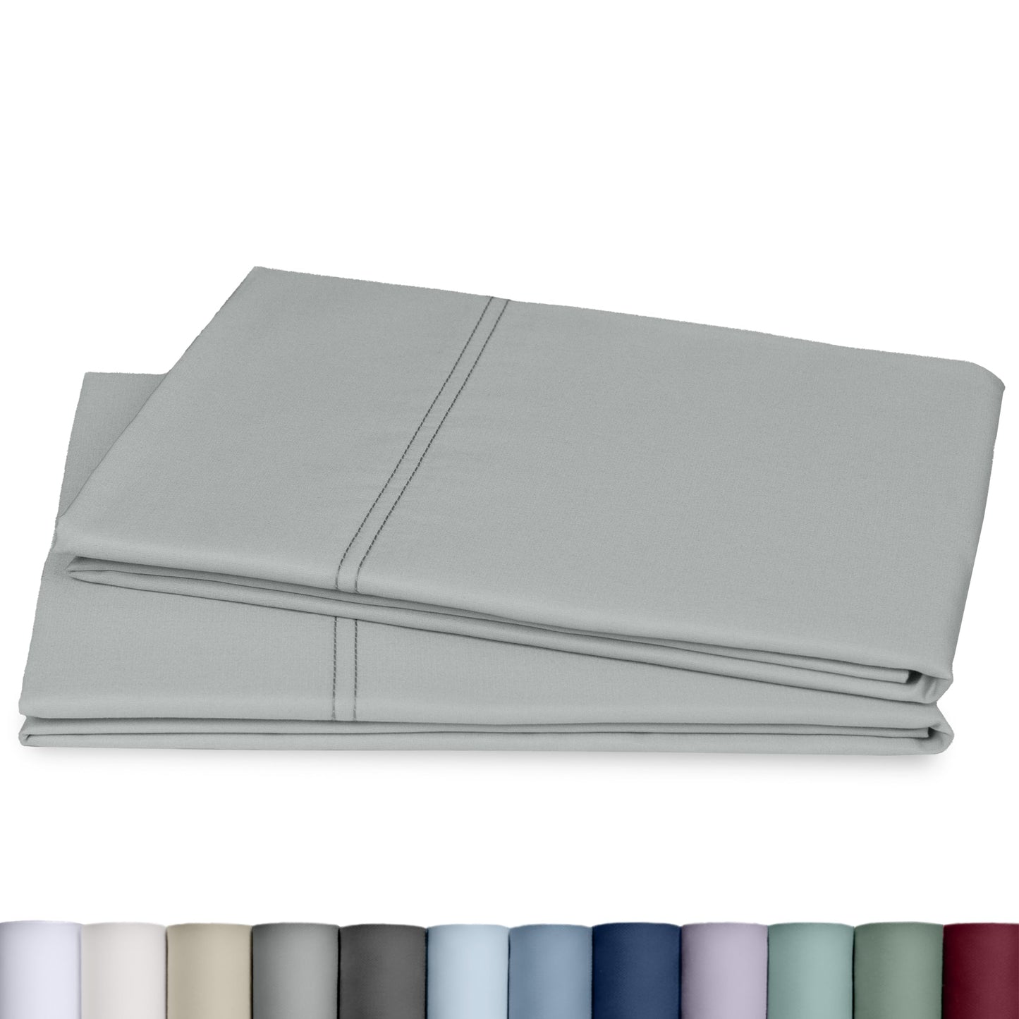 Heirloom Soft, Smooth & Thick Certified 800 Thread Count 100% Cotton Sateen, 2 Pillow Cases King Size, Fits King Pillows (Light Grey)