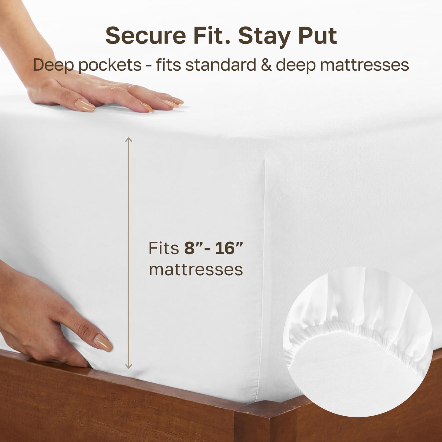California Design Den King Size Fitted Sheet Antique White, Deep Pocket Soft 400 Thread Count 100% Cotton Sateen, No Pop-Off Elastic, Durable Fitted Sheet Only (King, Antique White)