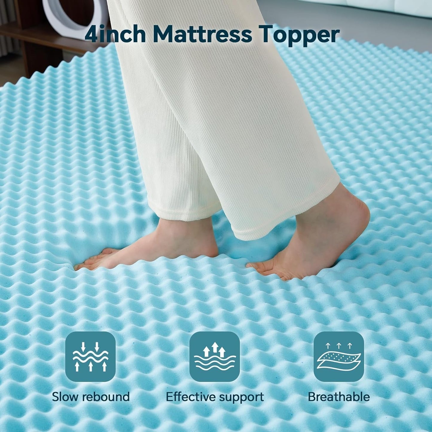 GEMBED Firm Memory Foam Mattress Topper Queen Size - Dual Layer 3 Inch Cooling Gel Memory Pad and 1 Inch Pillow Top Mattress Cover for Back Pain - 60" x 80" x 4"
