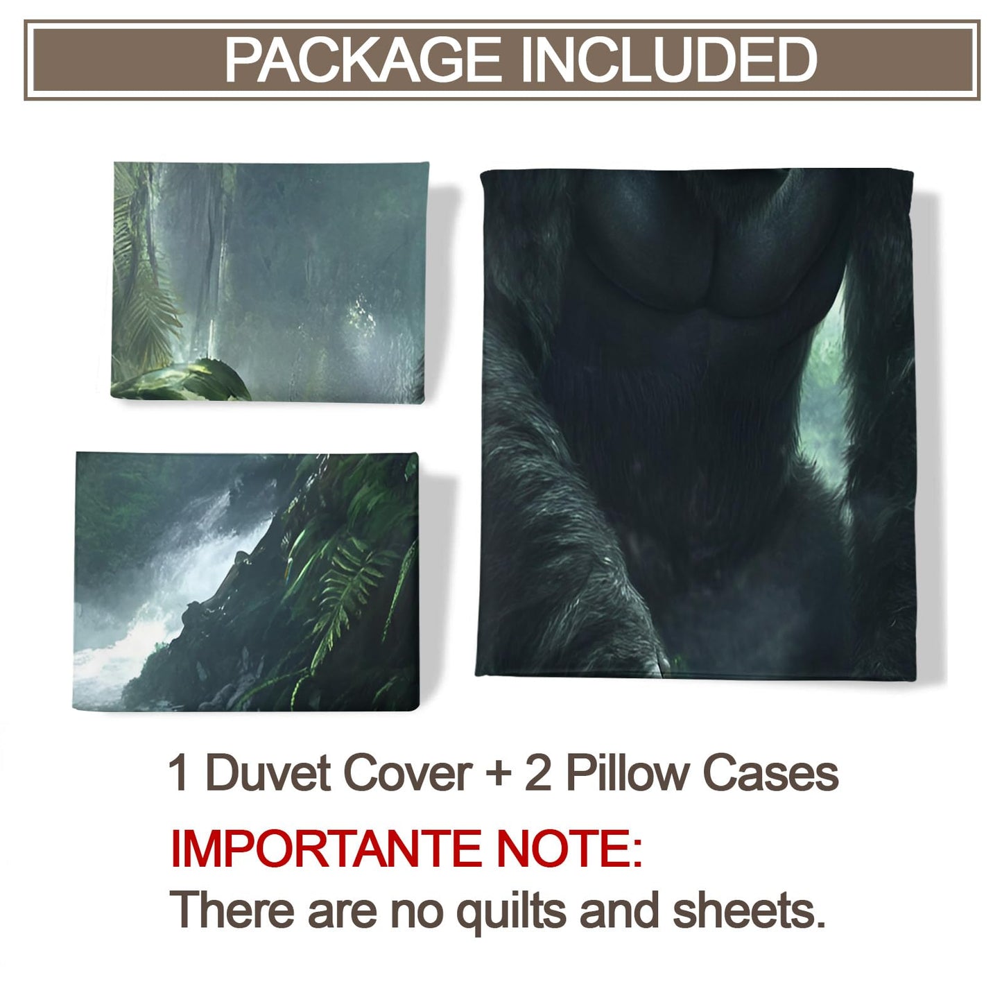 Twin Size Duvet Cover Gorilla Print Duvet Cover Rainforest Comforter Cover Jungle Bedding Kids Room Bedding Decor (Reversible Printing)