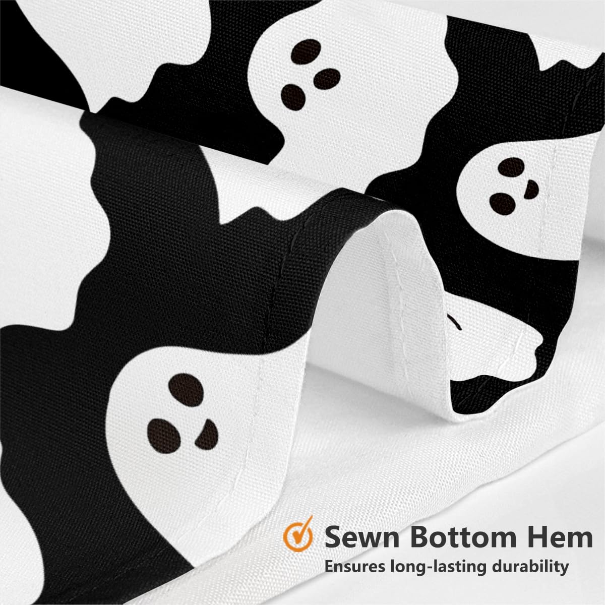 MEHOFOND Halloween Ghost Shower Curtain Cute Funny Cartoon Ghosts Bathroom Curtain Kids Black and White Spooky Skeleton Home Bathtub Decor Fabric Waterproof Bath Curtain with 12 Hooks 72x72 Inch