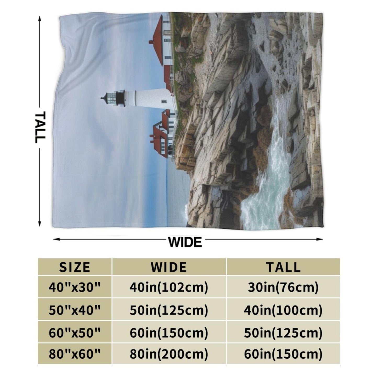 Dewoofly Sea Lighthouse Washable Flannel Throw Blankets, Blanket for Bed Couch Sofa, All Seasons Home Camper Travel 60"x50"