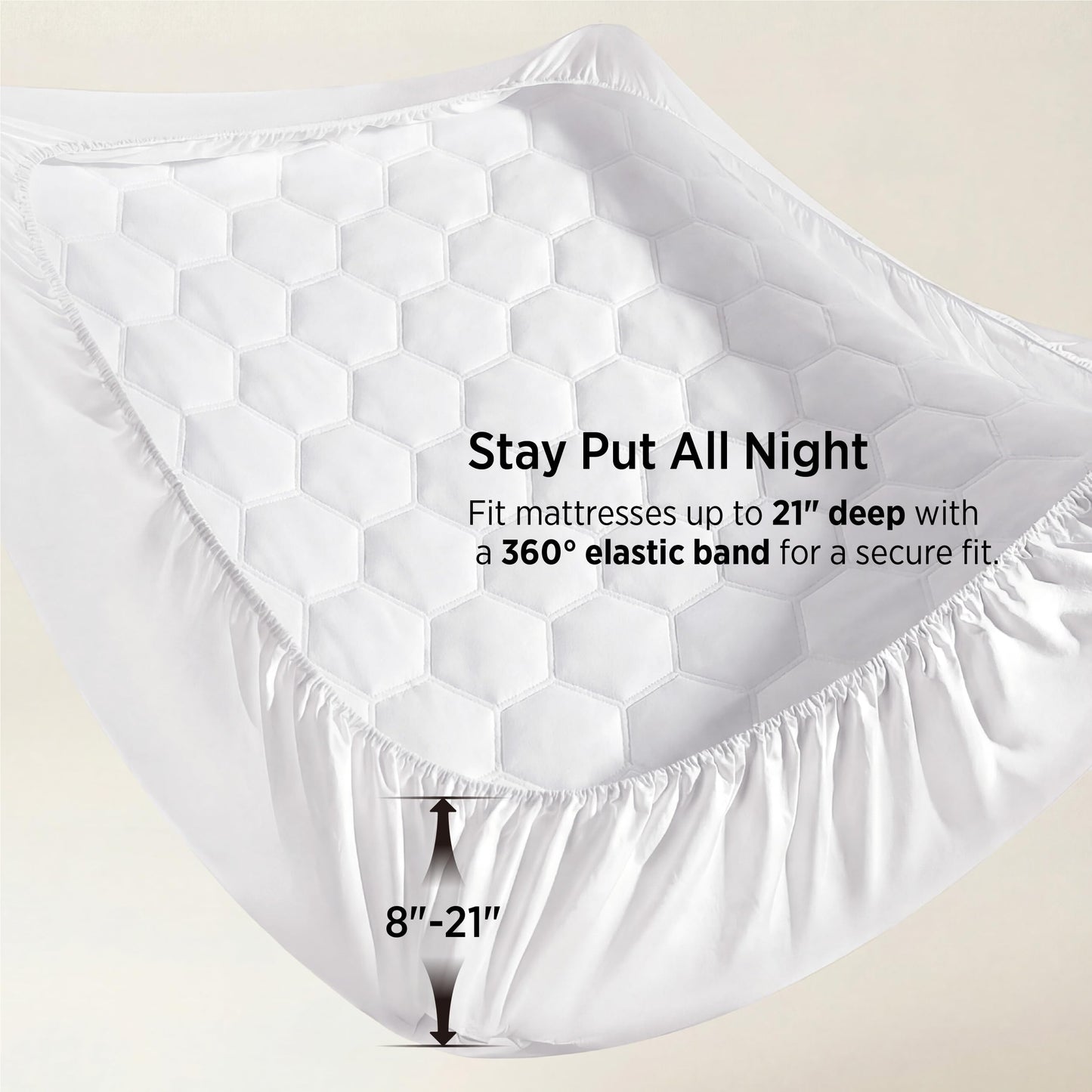 Bedsure Queen Mattress Pad - Quilted Fitted Mattress Topper Protector with 8-21 Inches Deep Pocket, Noiseless Breathable Bed Cover Padded, Machine Washable, White, 60x80 Inches