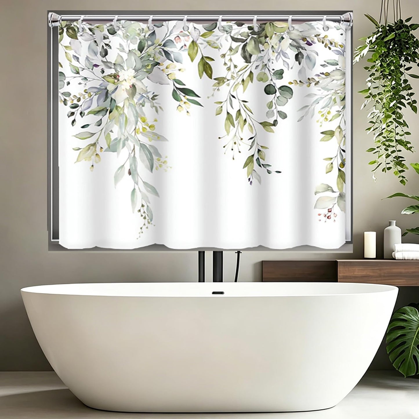 EMLTHORY Waterproof Short Shower Window Curtain for Bathroom - 40x36 Inches Small Bathroom Window Curtains, Polyester Fabric Moisture Resistant & Privacy Protection for Tub Small Windows