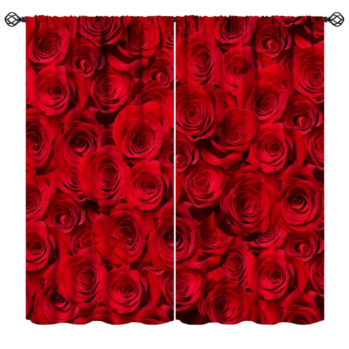 Nsbul Rose Flower Curtains, Romantic Timeless Luxury Floral Romantic Love Valentine Decor Window Drapes for Girls Women Bedroom Living Room Decoration, 42" W X 45" L (No Blackout)