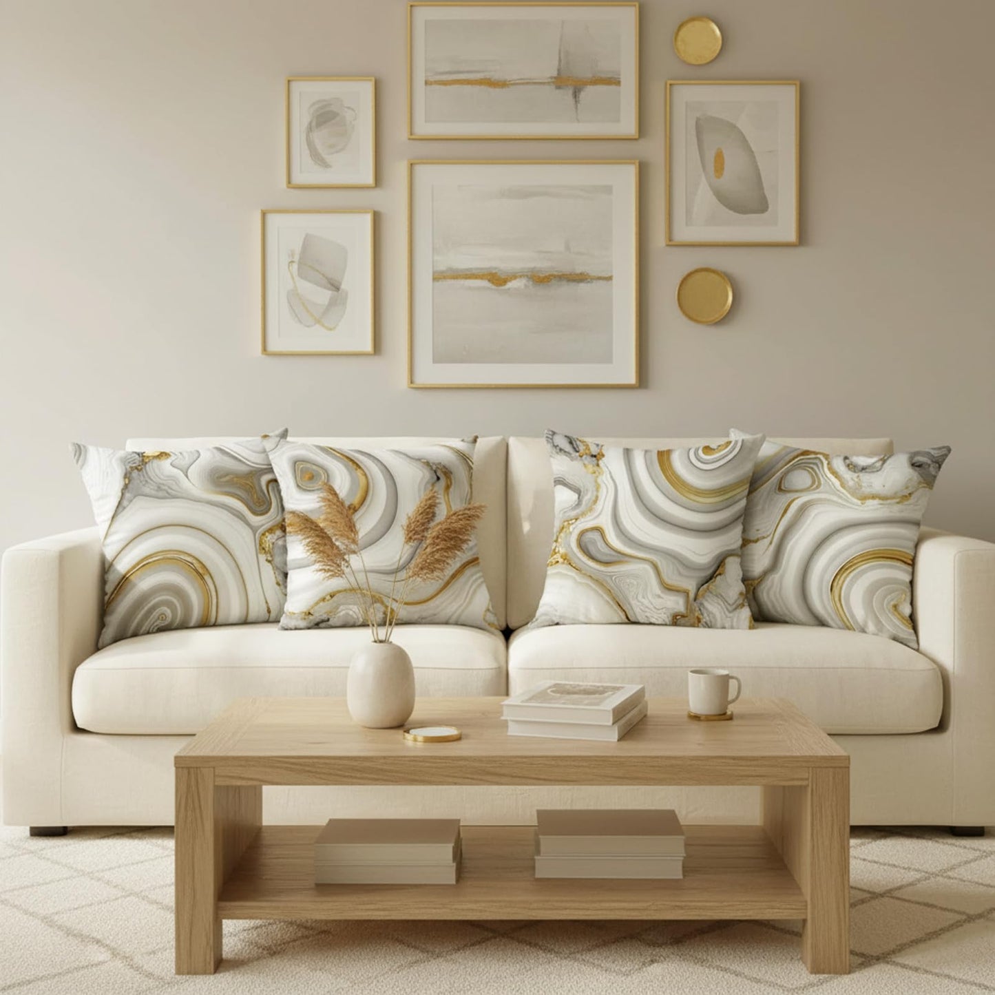 18 x 18 inch Set of 4 Decorative Pillow Covers Grey Marble Texture Throw Pillow Covers Living Room Decor Square Cushion Covers for Modern Styles Abstract Home Bedroom Couch Chair Sofa Pillow Cases