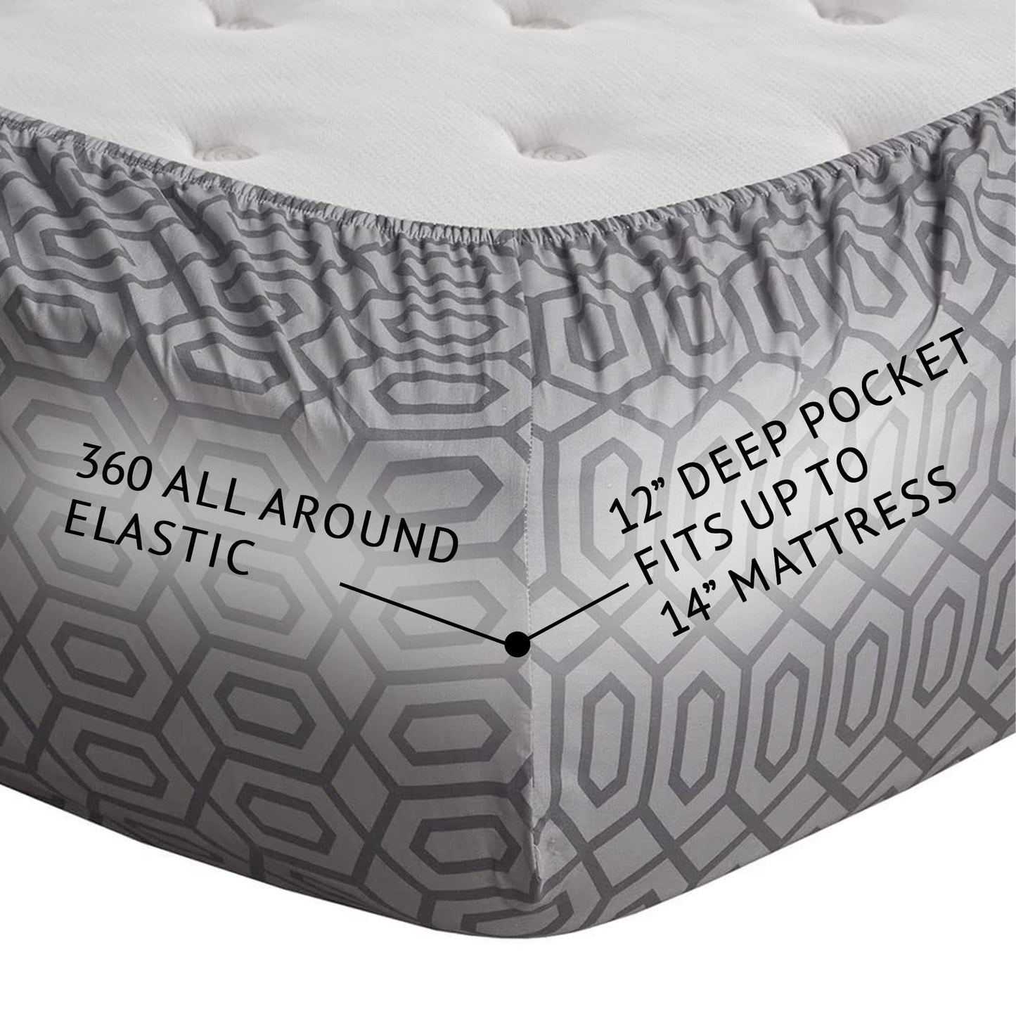 Comfort Spaces 100% Cotton Sheet Set Breathable, Lightweight, Soft with 12" Elastic Pocket Fits up to 14" Mattress, All Season Cozy Bedding, Matching Pillow Case, Twin XL Diamond Sliver 3 Piece