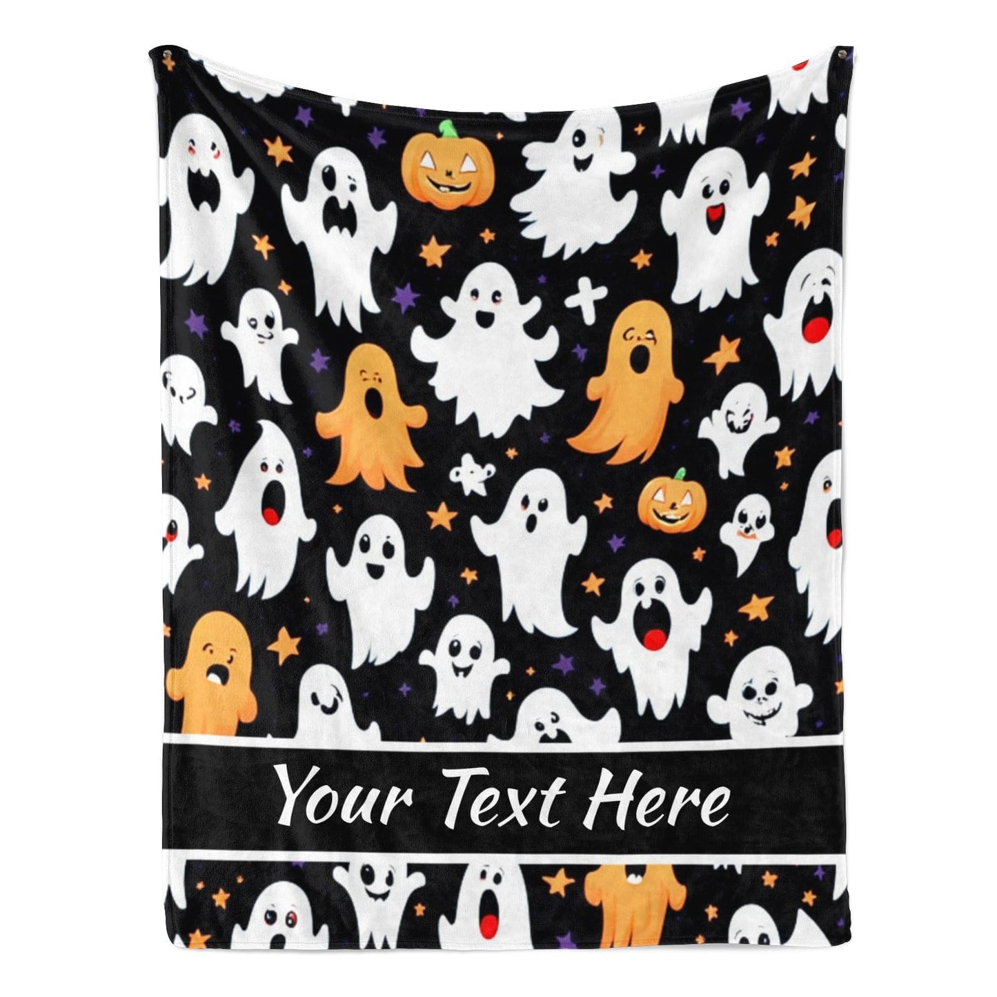 CUSPILO Personalized Halloween Blanket Ghost, Custom Blanket with Text Name, Super Soft Throw Blanket for Couch Bed Sofa, 30"" x 40""