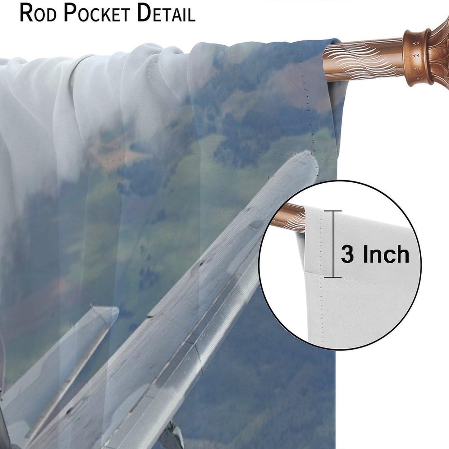 VUMIVI MiG-29 Curtains Modern Fighter Jets Beautiful Design 3D Close-Up Military Equipment Theme Rod Pocket Window Treatments for Boys Bedroom Kitchen Living Dining Room Office 42" W X 44.5" L