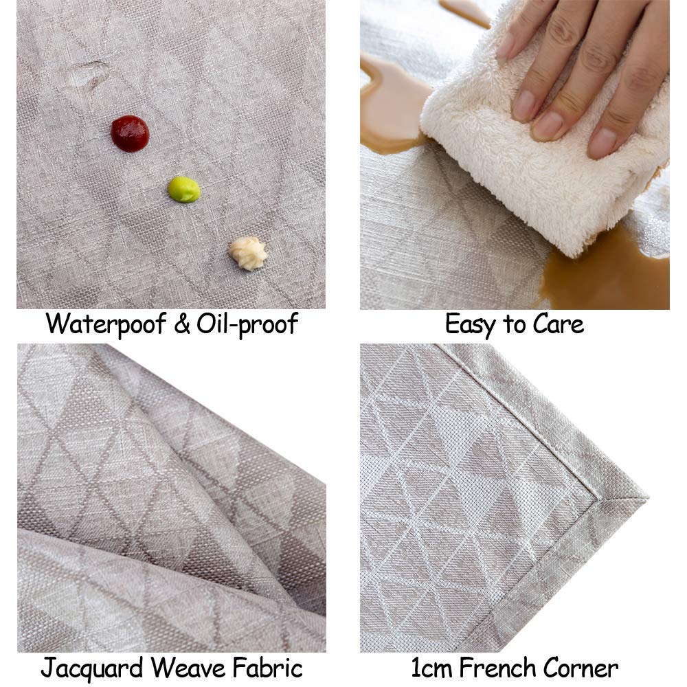 GLORY SEASON Waterproof Oilproof Wipeable Tablecloth Rustic Linen Style Fabric with TPU Vinyl Table Cloth Rectangle Table Cover for Kitchen Dining and Buffet Parties Camping