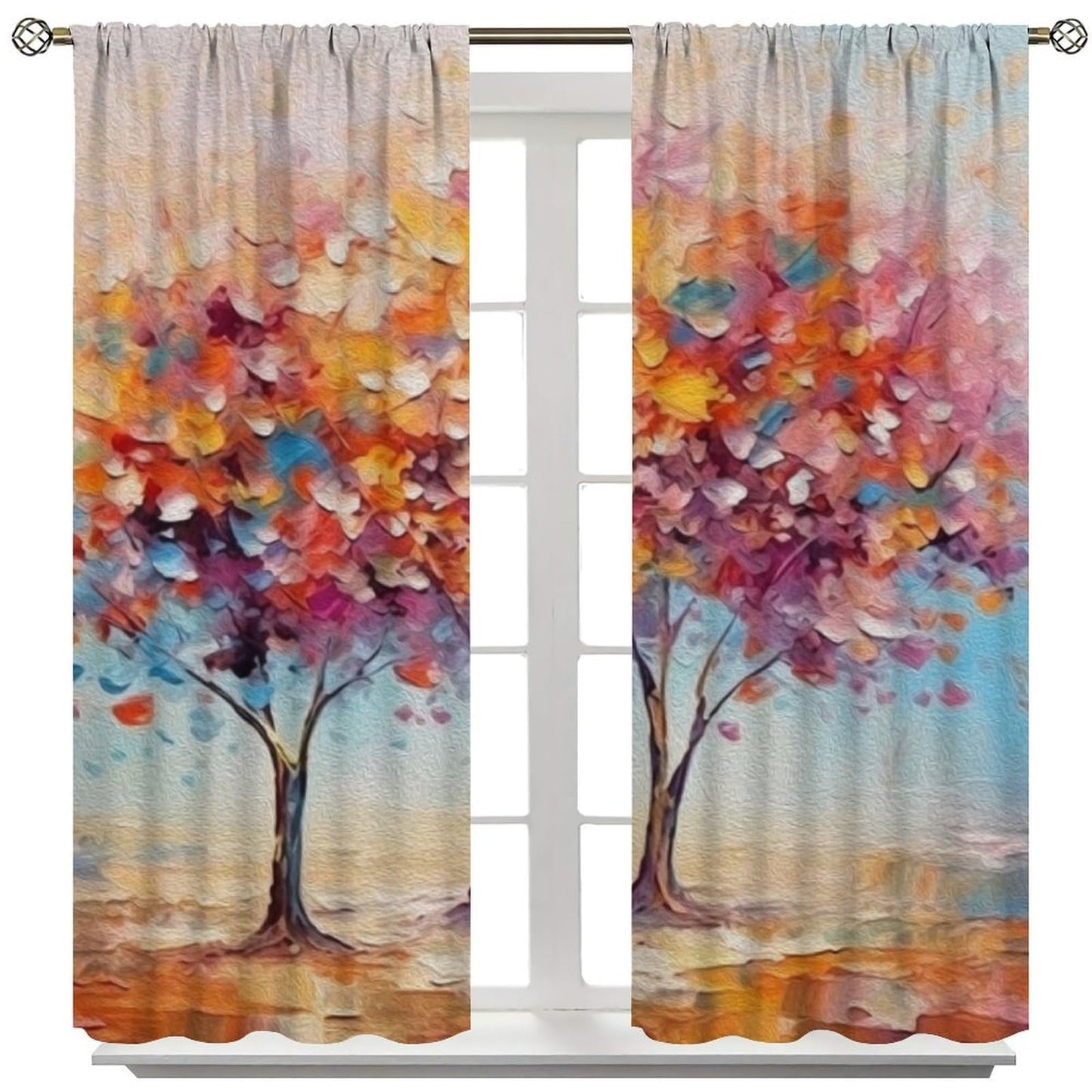 Blooming Tree Blackout Curtains, Thermal Insulated Light Blocking Drapes, Abstract Floral Landscape, Nature Home Decor for Bedroom Living Room,21" W x 45" L, 2 Panels