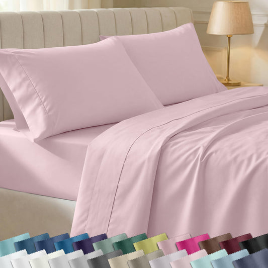 California Design Den Soft Queen Size 100% Cotton Sheet Sets, 400 Thread Count Good Housekeeping Award Winner, Silky Smooth Sateen Weave with Deep Pockets, Durable Queen Bed Sheet Set - Pink