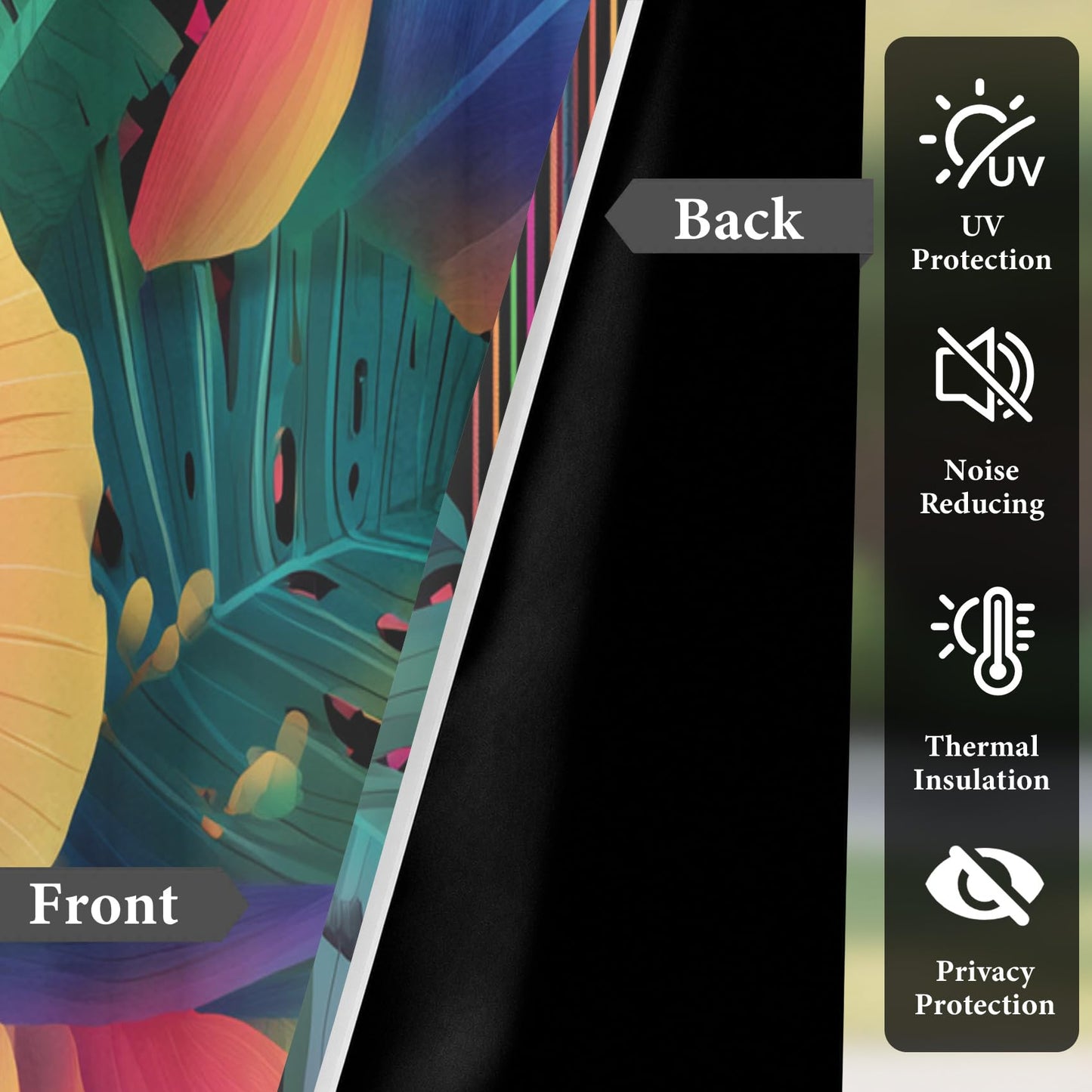 Neon Tropical Blackout Curtains for Bedroom 84 inch Long, Flower Plant Patterned Curtain Thermal Insulated Room Darkening Window Drapes for Living Room 2 Panels cc146ll1Y