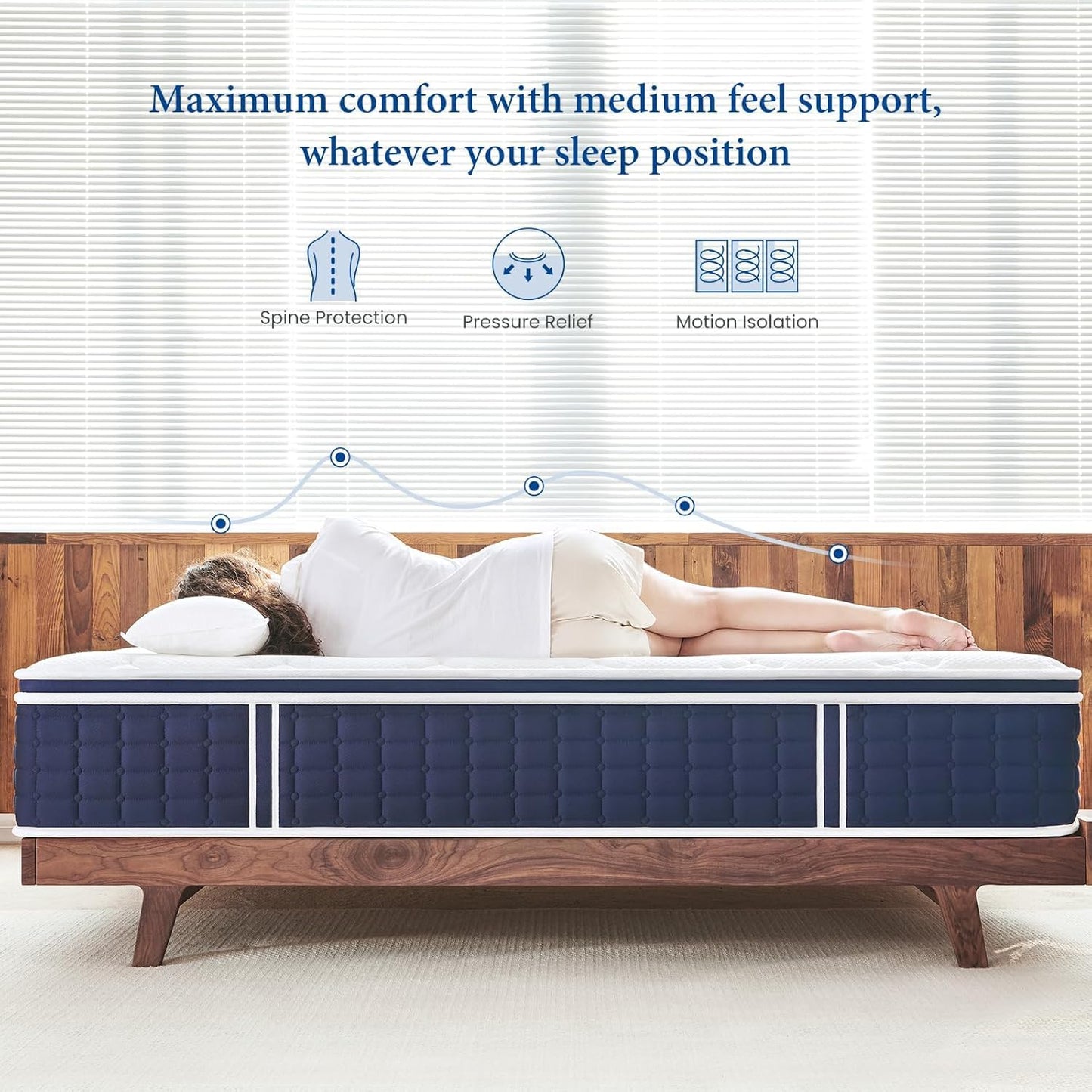 Coolvie Mattress Queen Size, 12 Inch Hybrid Foam, Medium Firm
