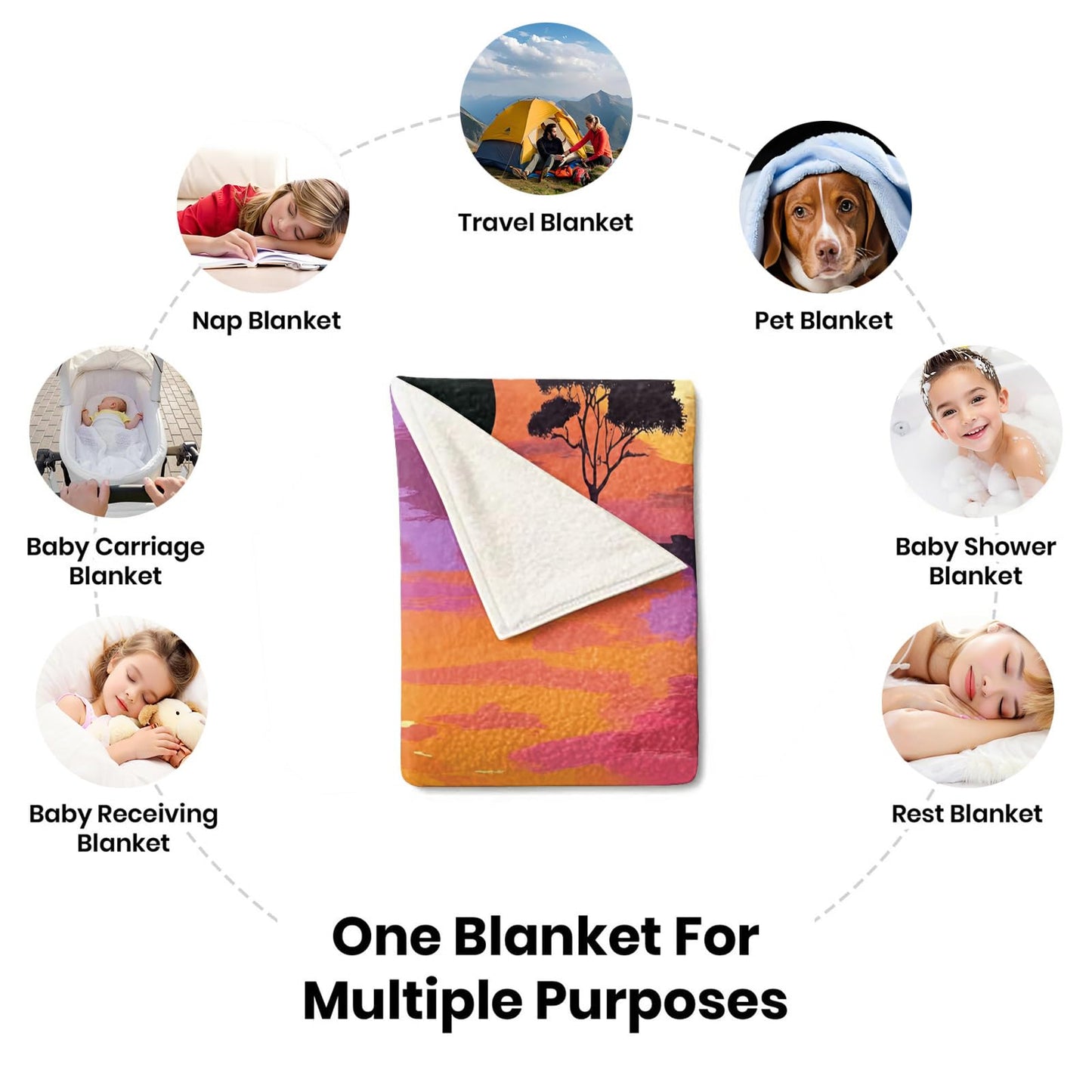 African Blankets & Throws, African Woman Throw Blanket for Couch Bed Sofa, Sunset Throws and Blankets - Super Soft Cozy Plush Flannel Blanket & Gifts, 40x50