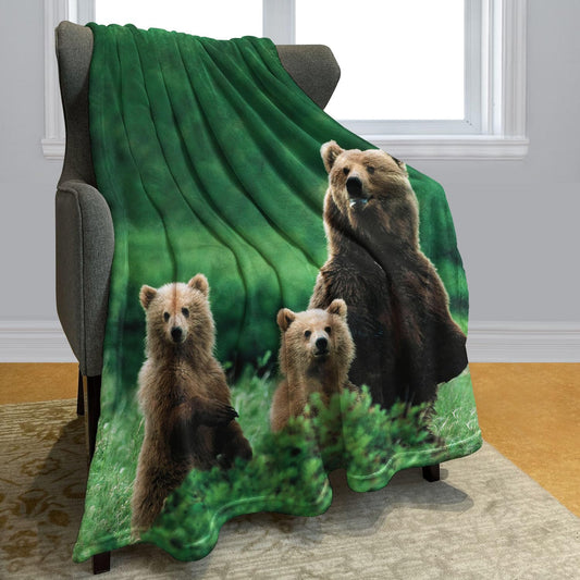 KLRIGR Soft Cozy Fleece Throw Blanket, Brown Bears Print Lightweight Warm Flannel Blanket for Couch Sofa Bed Living Room Bedroom Home Decor, 60x80 Inches