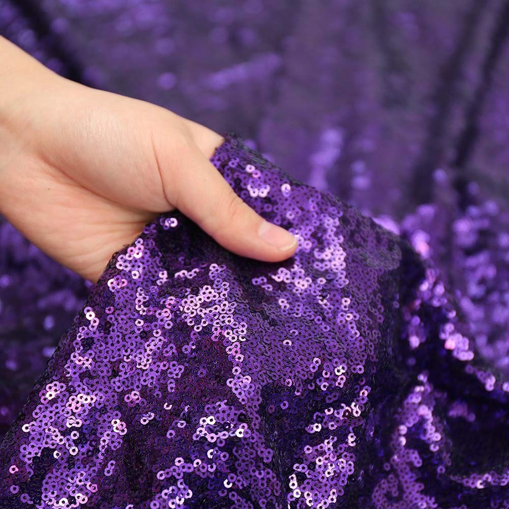 SquarePie Sequin Tablecloth 60 x 120 Inch Purple Sparkly Table Cloth for Halloween Wedding Party