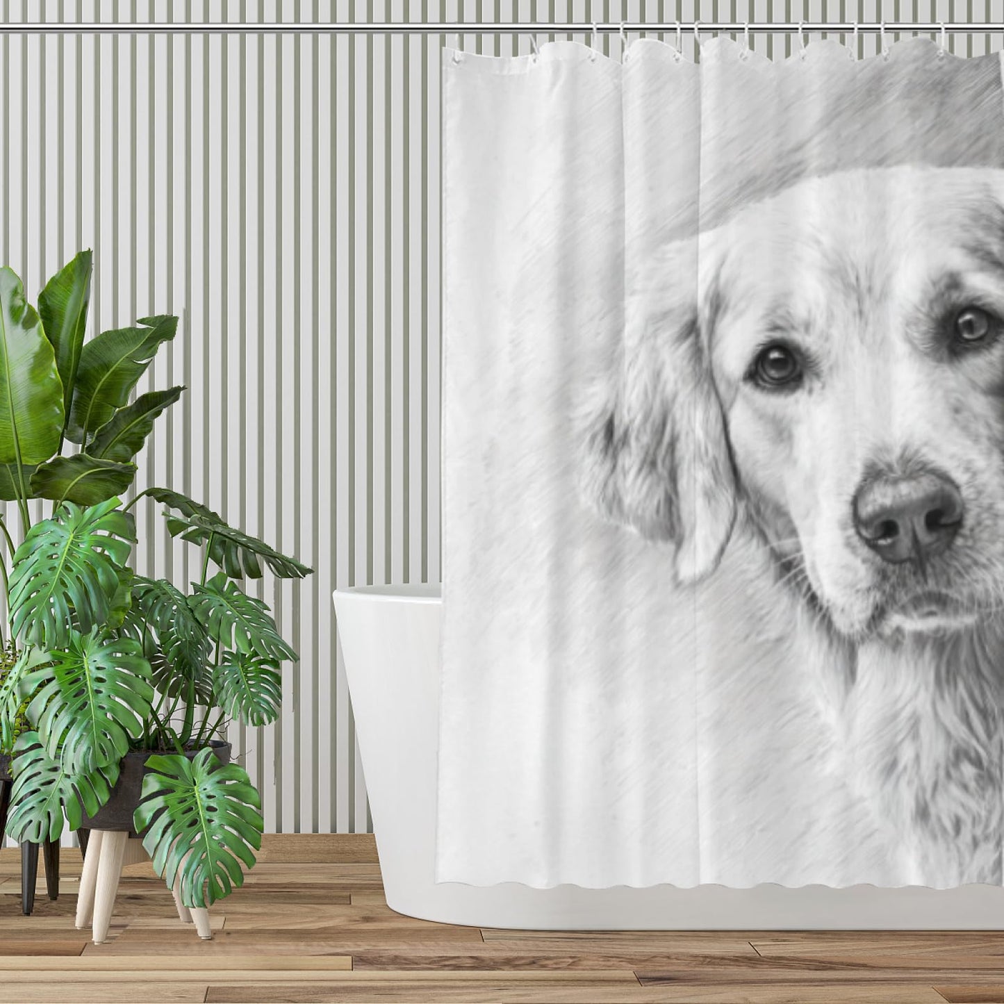 Wordatu Golden Retriever Shower Curtain Bathroom Set 72x72 Inches Taking a Bubble Bath Animal Bath Animal Pet Dog Art Home Decor 12 Hooks