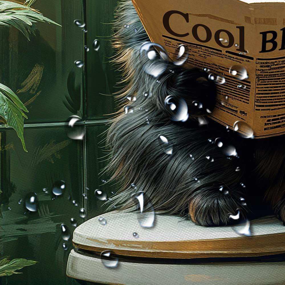 YDIDIAN Funny Black Cat Shower Curtain, Fun Animal Restroom Fabric Shower Curtains for Bathroom, Cat Toilet Reading Newspaper Bath Decor Decorative, with Hooks, 70X70IN