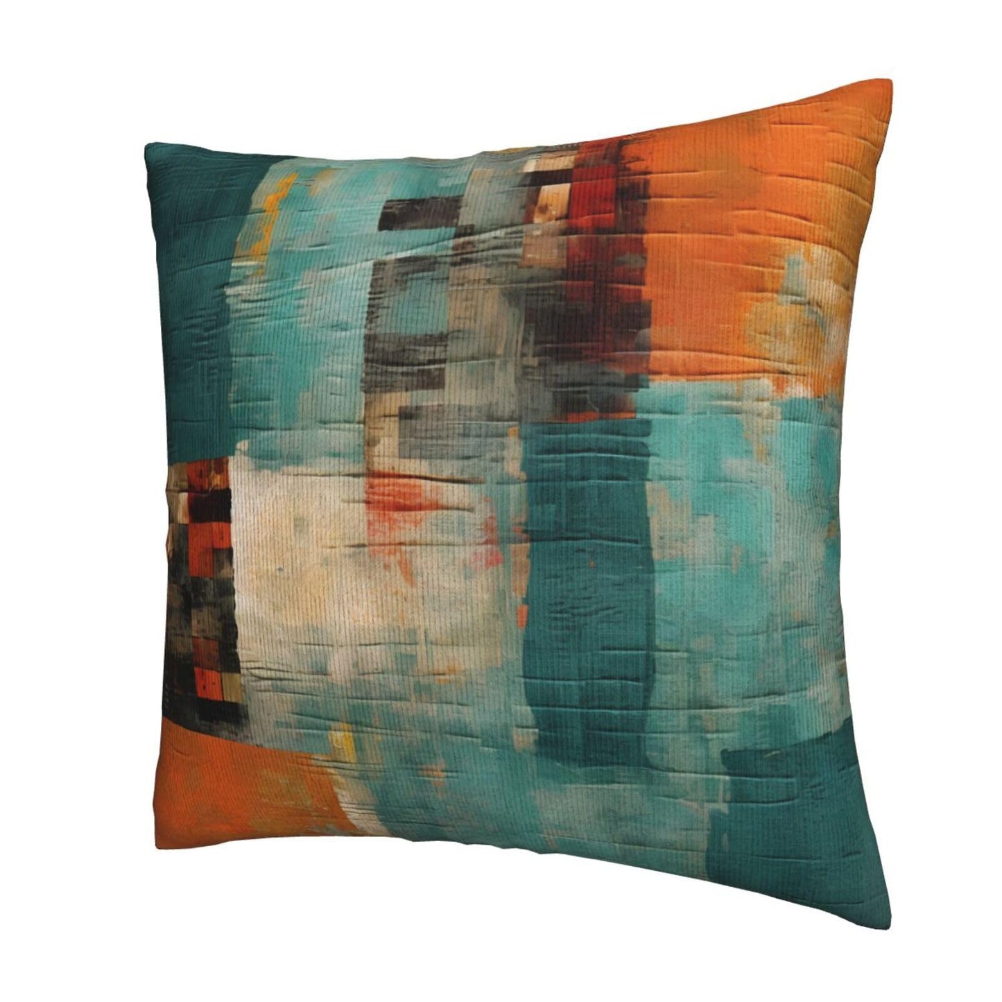 Yopiiefa Abstract Teal Green and Orange Throw Pillow Covers 18x18 Set of 2 Messy Rust Painting Decorative Pillow Covers for Sofa Couch Bed Home Decor