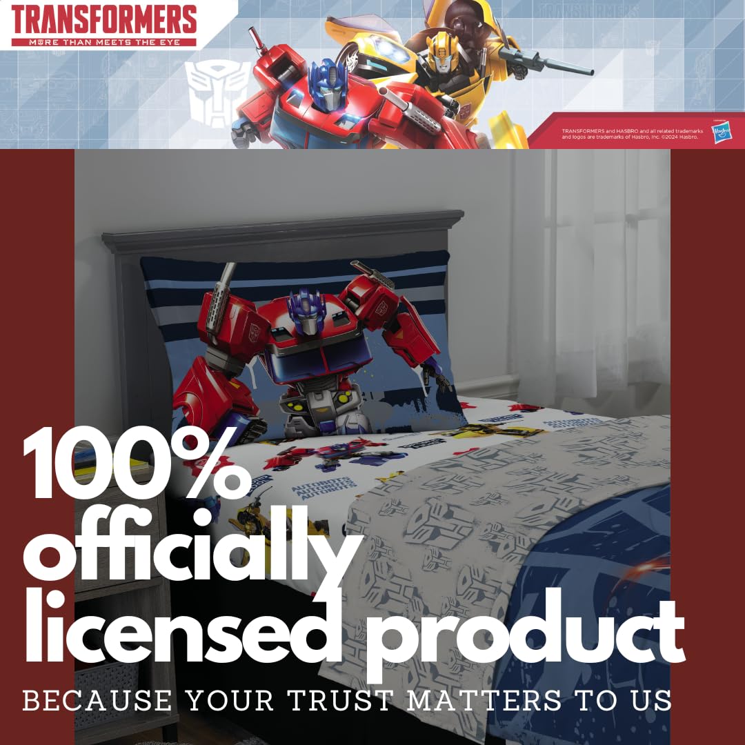 Transformers Optimus Prime Super Soft Comforter and Sheet Set with Sham, 4 Piece Twin Size, (Official Licensed Product) by Franco Collectibles