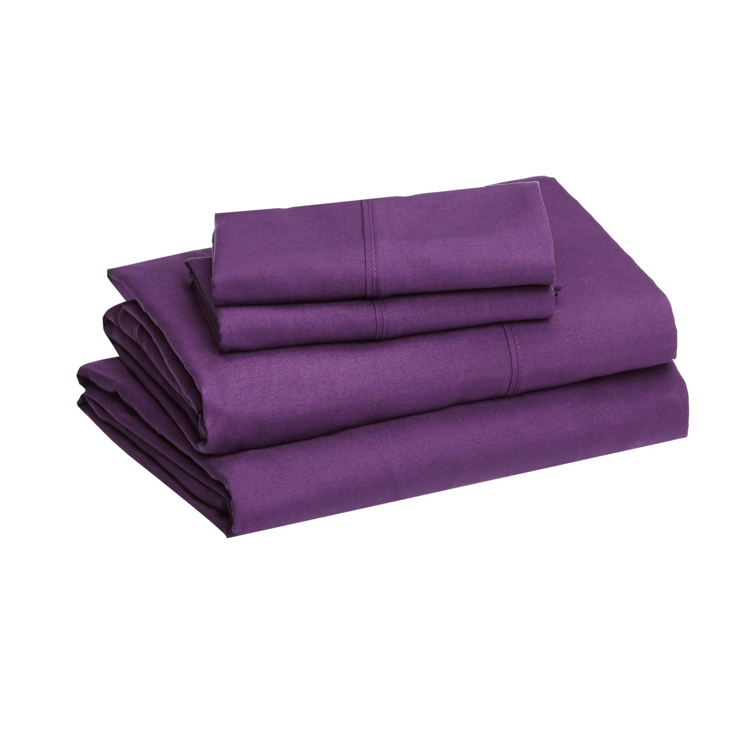 Amazon Basics Breathable Ultra-Soft Microfiber 4 Piece Bed Sheet Set with 14-Inch Deep Pockets, Wrinkle Resistant, Full, Plum, Solid