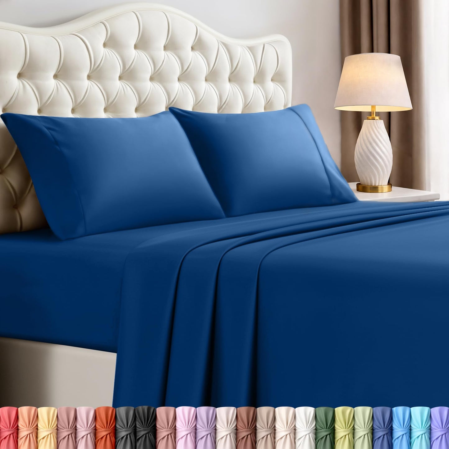 Utopia Bedding Queen Size Sheet Set – 4 Piece Bed Sheets, Soft and Breathable Microfiber, Includes 1 Fitted Sheet, 1 Flat Sheet and 2 Pillowcases – Oeko Tex (Dusk Blue)