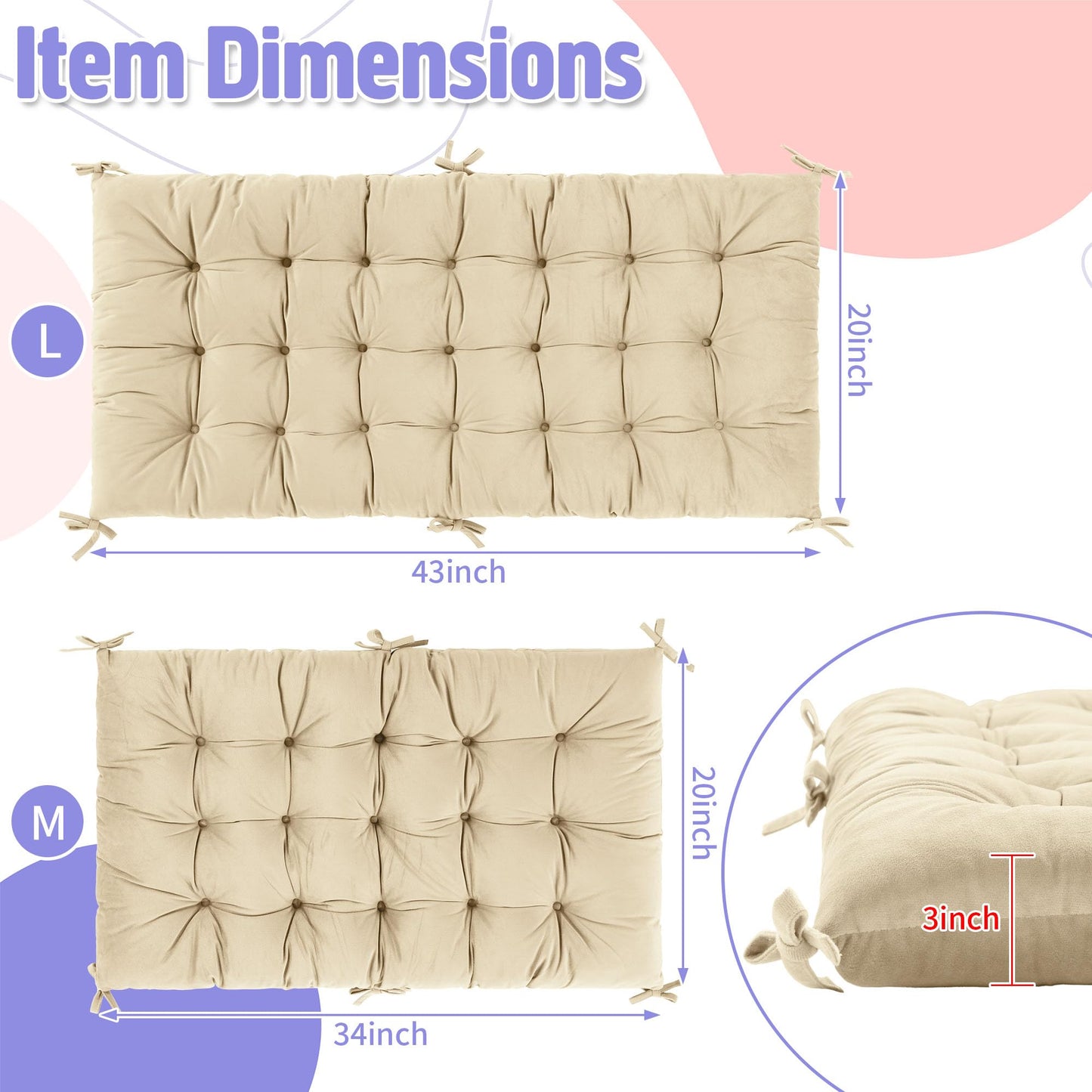 ROYALAY Premium Climbing Arch Set for Kids, Arch Cushion Floor Cushion Toddler Nap Mat (34 * 20 * 3 inch, Apricot)