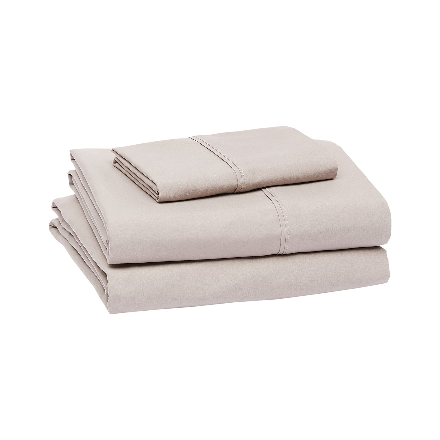 Amazon Basics Lightweight Super Soft Easy Care Microfiber 3-Piece Twin XL Sheet Set with 14-Inch Deep Pockets, Taupe, Solid