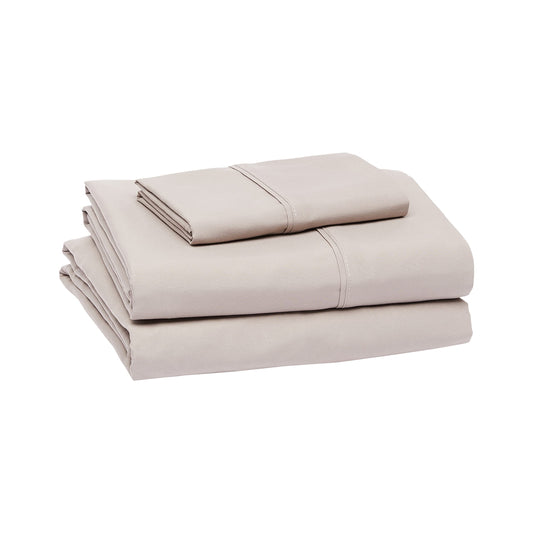 Amazon Basics Lightweight Super Soft Easy Care Microfiber 3-Piece Twin XL Sheet Set with 14-Inch Deep Pockets, Taupe, Solid