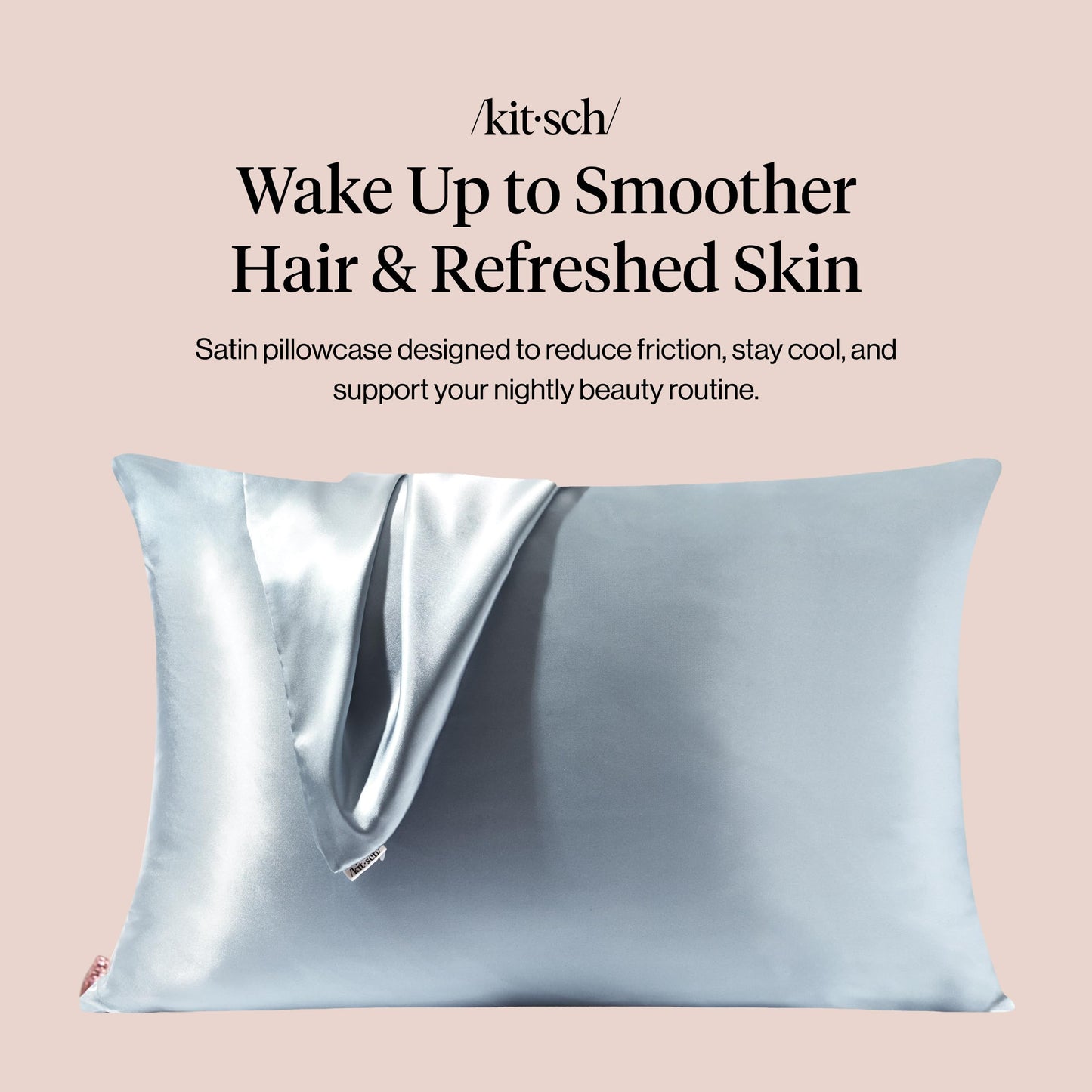 Kitsch Satin Pillowcase with Zipper for Hair & Skin - Softer Than Silk Pillow Cases, Smooth Cooling Satin Pillow Case, Wrinkle-Free, Machine Washable - Pillow Cases Standard Size (19x26) - Haze Blue
