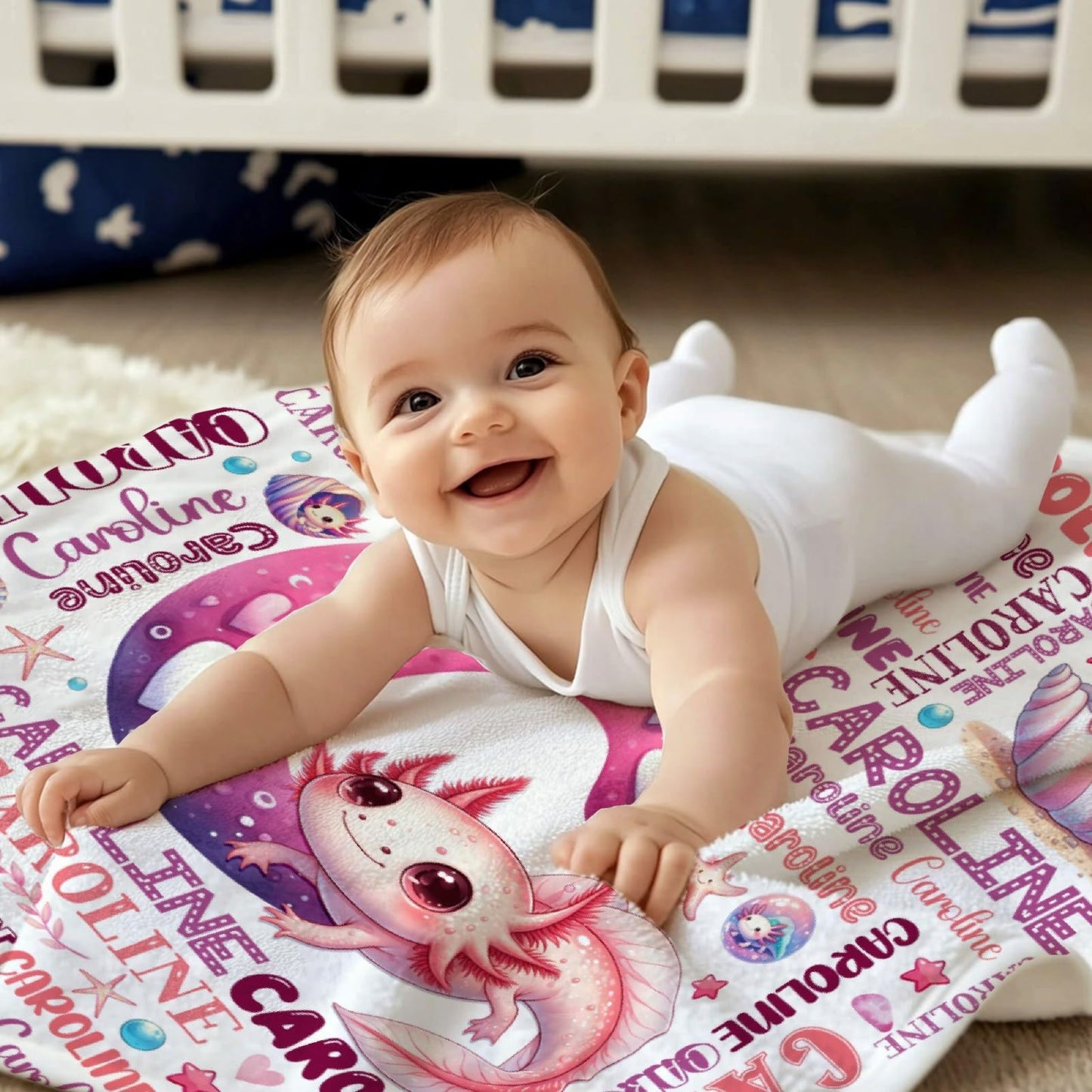 Custom Axolotl Blanket,Personalized Axolotl Gifts,Soft Flannel Throw for Bed Sofa,Lightweight,40 x 30in