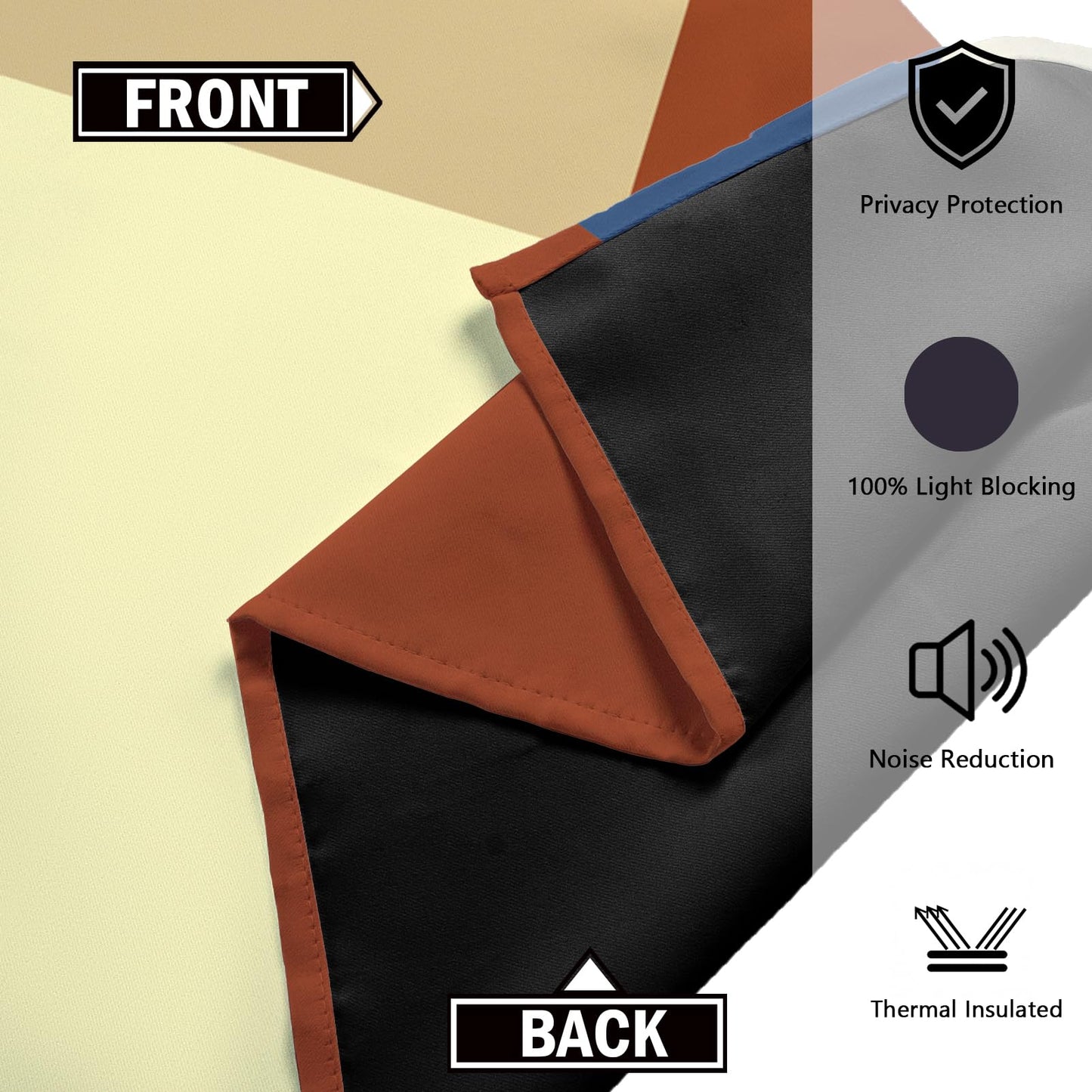 Tyrot Terracotta Blue 100% Blackout Curtains for Bedroom 84 inch Long 2 Panels Set Modern Abstract Geometric Black Out Curtains Insulated Room Darkening Window Drapes for Living Room, 52Wx84L