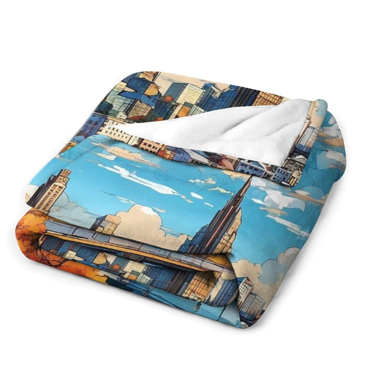 Newark New Jersey City Skyline Landscape Abstract Blanket Soft Flannel Lightweight Blanket Outdoor Travel Carry Living Room Bedroom Sofa Decoration Gifts 40x50 Inch