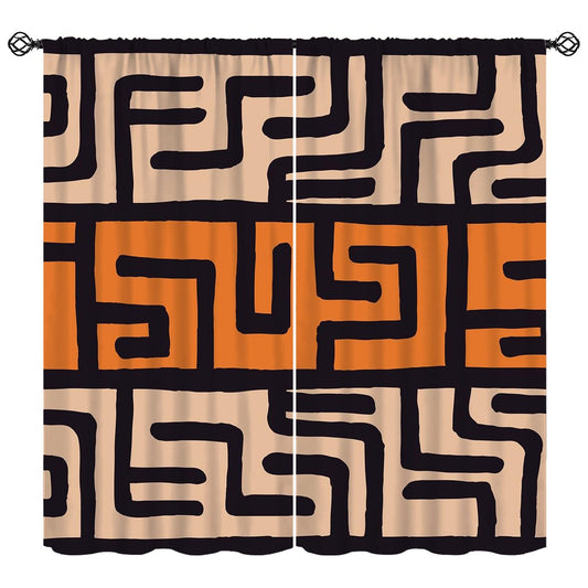 Djaby African Ethnic Blackout Curtains, Rustic Abstract African Traditional Geometric Art Printed Window Drapes for Bedroom Living Room Kitchen 42" W X 45" L(No Blackout)