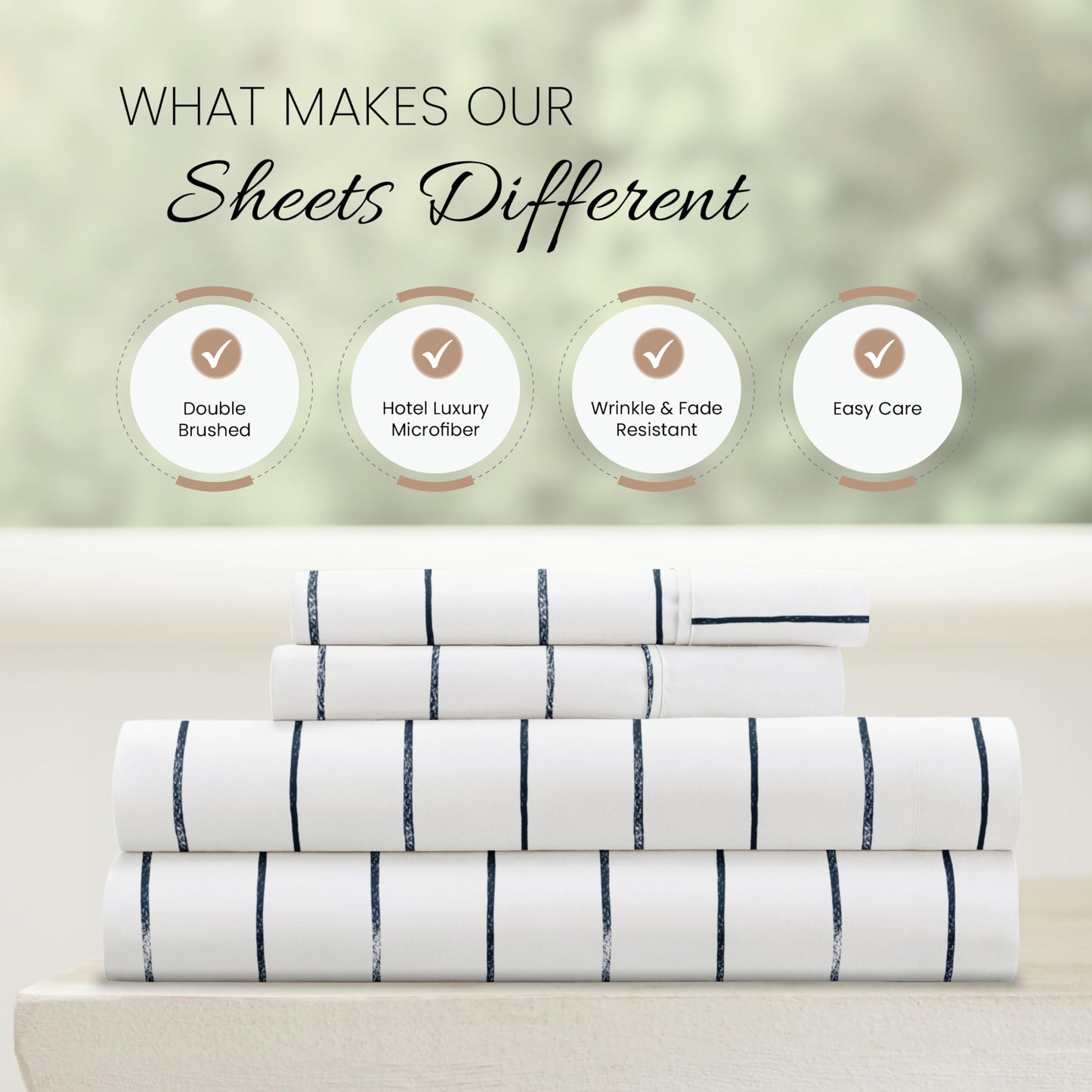 Linen Market 4 Piece Full Bedding Sheet Set (Navy Blue Stripes) - Sleep Better Than Ever with These Ultra-Soft & Cooling Bed Sheets for Your Full Size Bed - Deep Pocket Fits 16" Mattress
