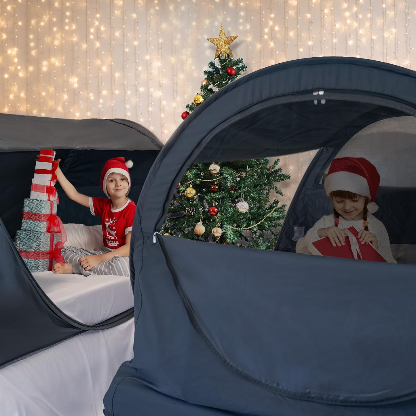 Alvantor Privacy Pop Up Bed Tent for Twin Bed, Easy Setup Blackout and Breathable Mesh Bed Canopy Lightweight Portable Sleep Pod with Carry Bag Dream Tent for Indoor Outdoor Use- Twin/Black