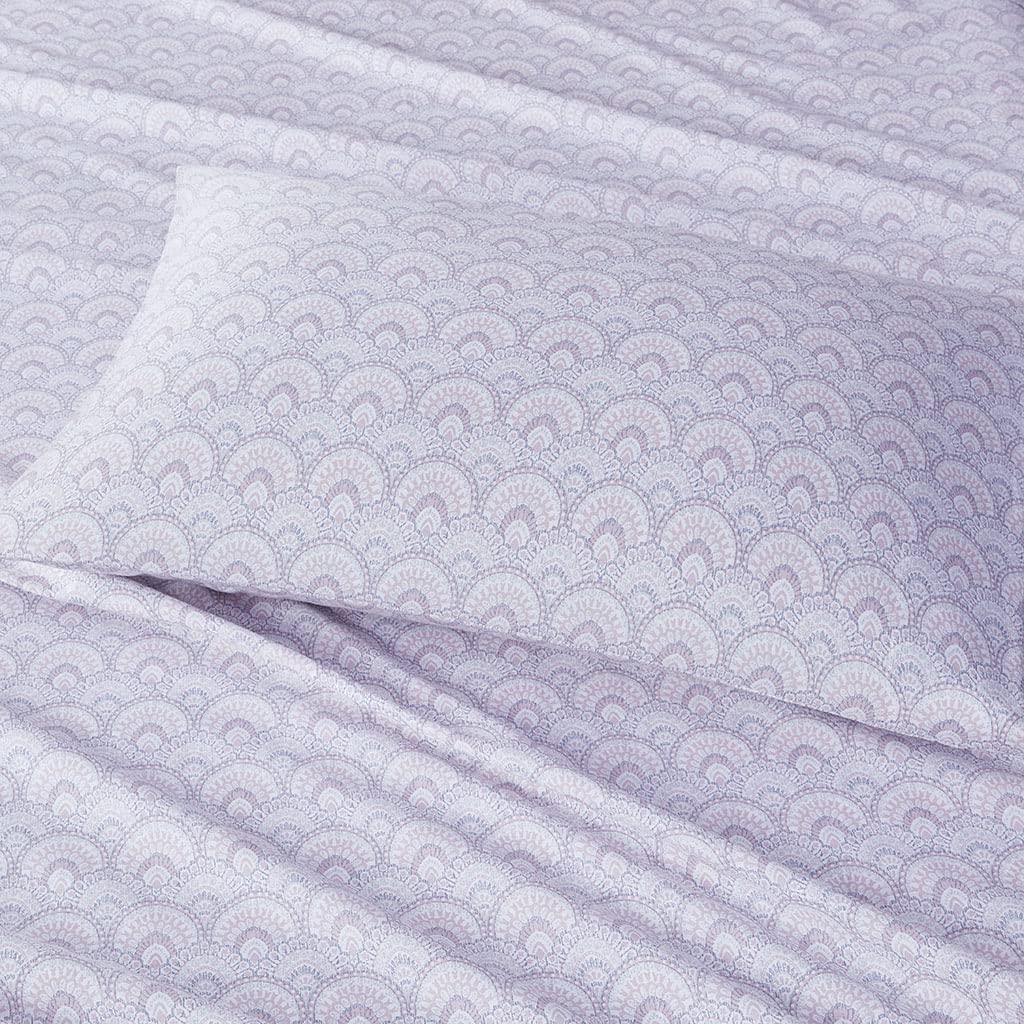 Comfort Spaces 100% Cotton Sheet Set Breathable, Lightweight, Soft with 14" Elastic Pocket Fits up to 16" Mattress, All Season Cozy Bedding, Matching Pillow Case, Cal King Tabitha Purple 4 Piece