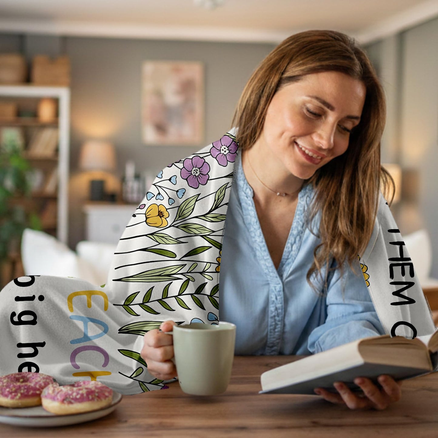 ownmysty Teacher Appreciation Gifts for Women, End of Year Thank You Retirement Graduation Birthday Gifts from Student, Teachers Blanket with Flower for Travel Couch Bed Camping Napping, 60''X 50''
